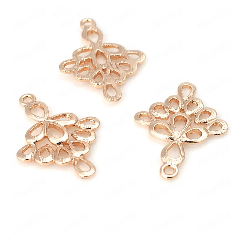 6PCS 17.5x24MM 24K Champagne Gold Color Plated Brass Flower Connect Charms Pendants High Quality Diy Jewelry Accessories | Украшения и
