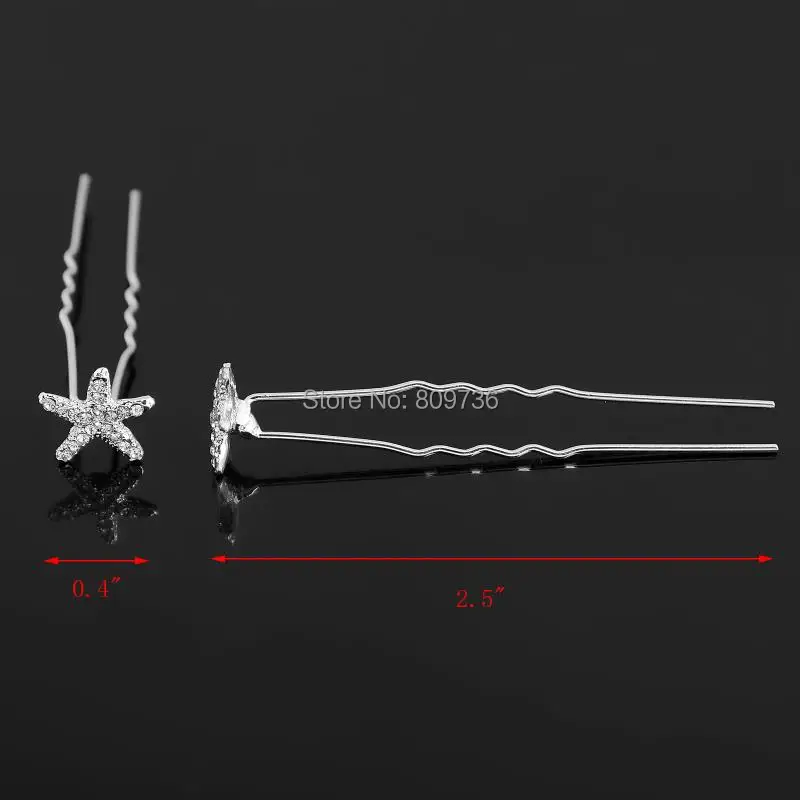 Заколки для волос с кристаллами в виде морской звезды 20 шт.