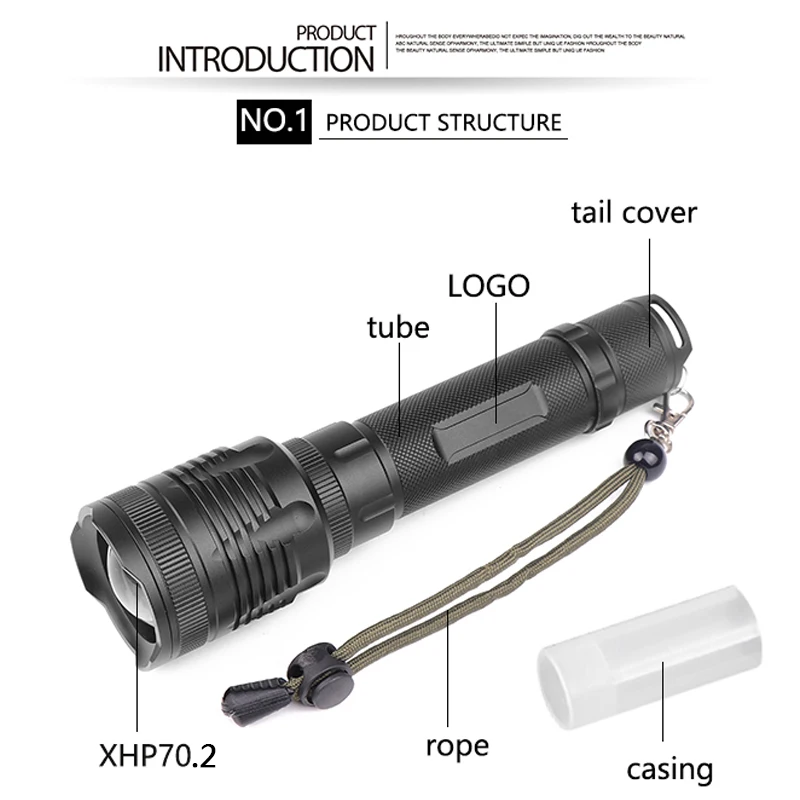 Litwod Z25P78 CREE XHP70.2 32 Вт Мощный зум-объектив тактический светодиодный фонарик 10000 мАч 26650 18650 батарея