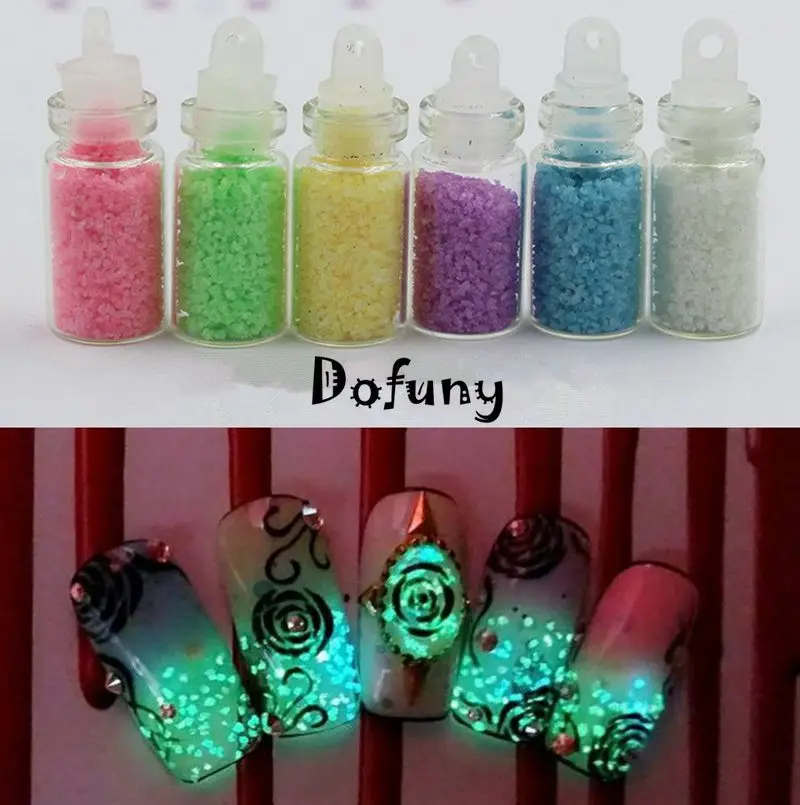 Флуоресцентный ноготь художественное украшение светящийся песок яркое