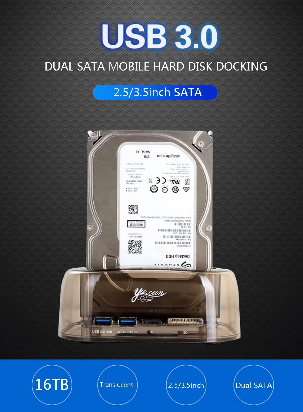 2 5/3 5 дюйма SATA SSD / HDD USB 3 0 6 Гбит/с интерфейс коробка для жесткого диска клонирование