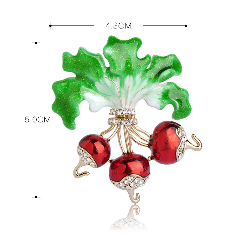 Madrry Новейшая эмаль Редиска Брошь Золотого цвета Кристальные броши для женщин Заколки для хиджабов, платков, платьев, украшений на вечеринки.