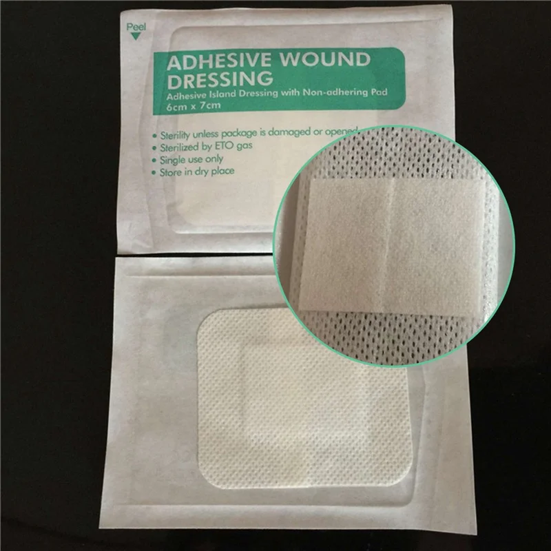 

10Pcs/Lot Non-woven Adhesive Wound Dressing Band Breathable Aid Bandage Wound First Aid 6*7cm