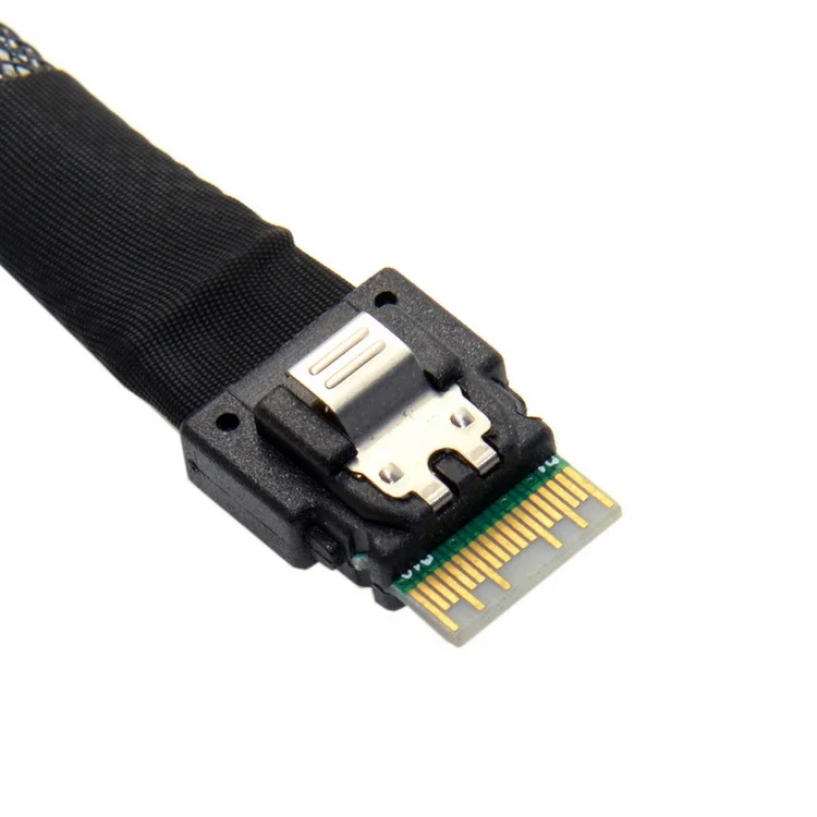 

Slim Line SAS 4.0 SFF-8654 4i 38pin Host to 4 SATA 7pin Target Hard Disk Fanout Raid Cable 50cm