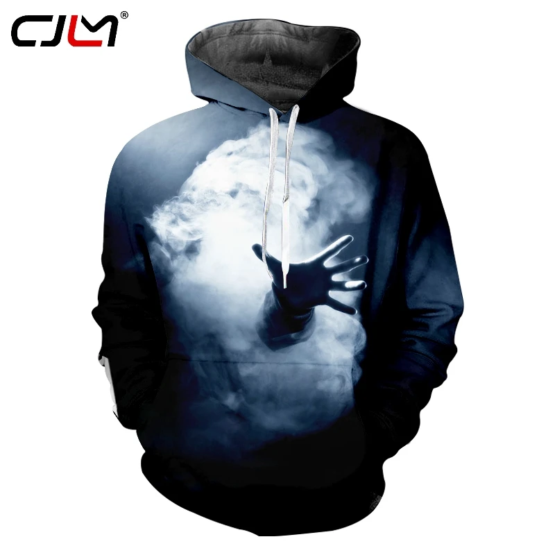 CJLM мужские повседневные толстовки с дымом 3D Ghost ручной пуловер полным принтом в