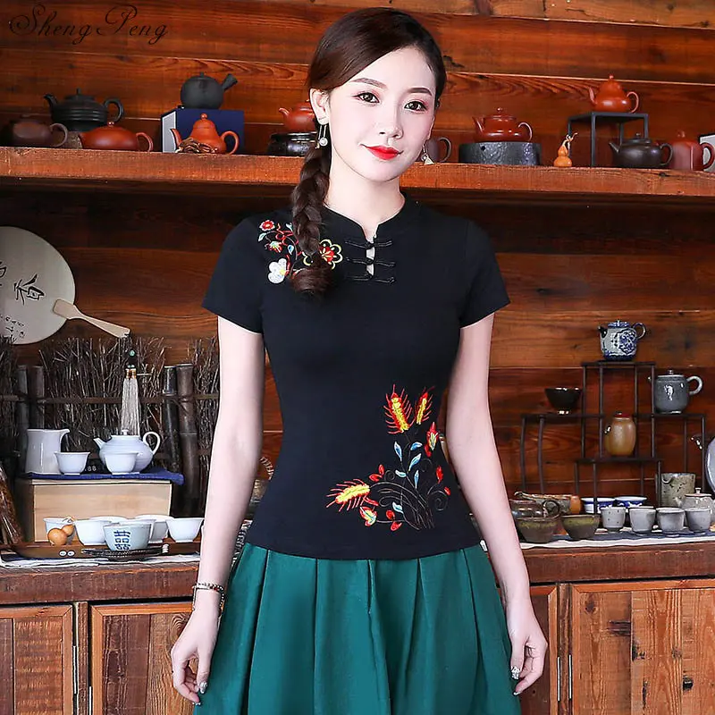 Традиционная китайская рубашка одежда для женщин вышивка 5XL Qipao элегантные Blusa