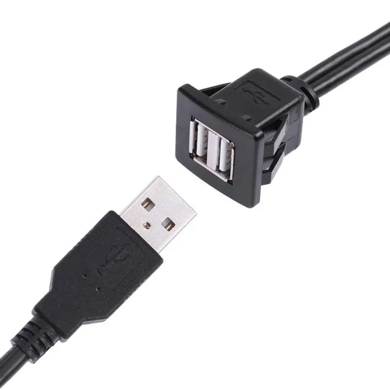 1 м двойной USB 2 0 A Автомобильный монтажный кабель папа мама Панель расширения