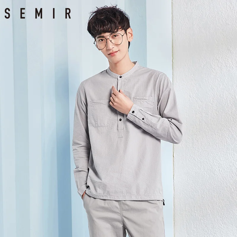 SEMIR рубашки для мужчин с длинными рукавами хлопчатобумажная рубашка стенд