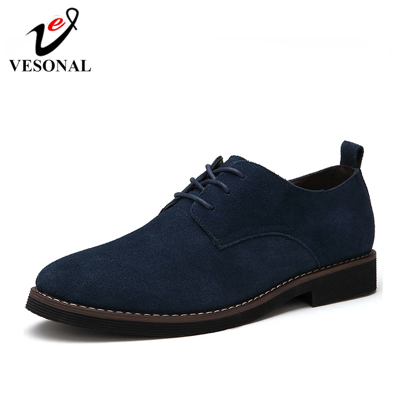 VESONAL Brand 2019 Vintage Suede Leather Men Shoes Oxford Casual Classic Sneakers For Male Comfortable Footwear Big Size 38-46 | Обувь