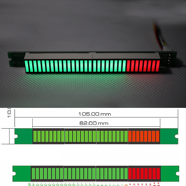 32 LED Music electrical level indicator VU Meter Audio Level Meter for Amplifier Board Adjustable light Speed Board AGC Mode