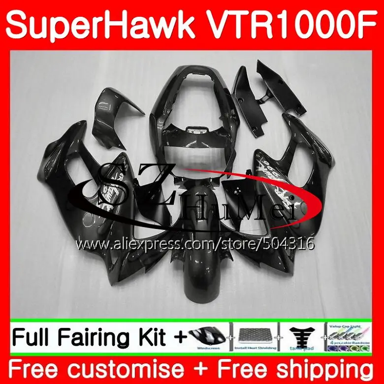 Комплект обтекателей для HONDA SuperHawk серебристо серого цвета VTR1000F 97 02 03 04 05 108SH21 VTR1000 F