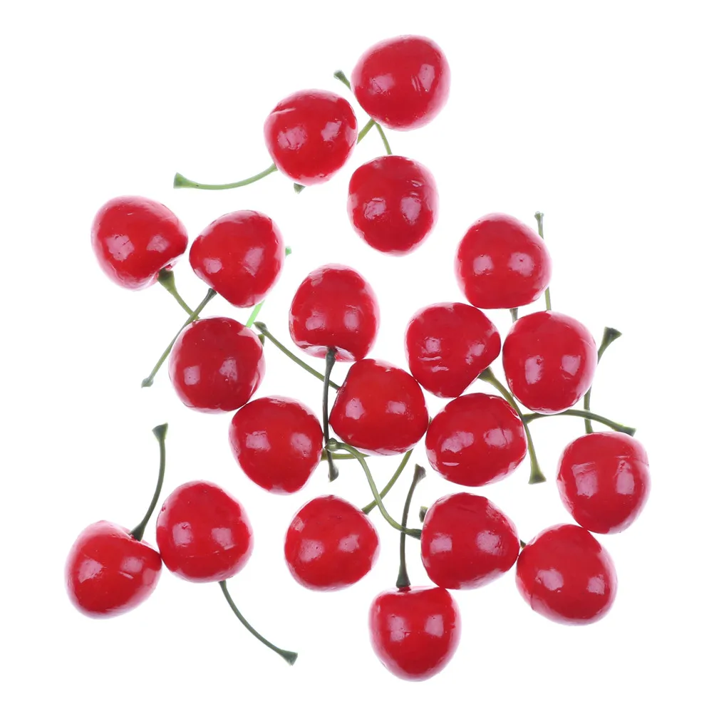20Pcs/lot 2.5cm Mini Fake Plastic Fruit Small Berries Artificial Flower Red Cherry For Kids Funny Kitchen Toys Whosesale | Игрушки и