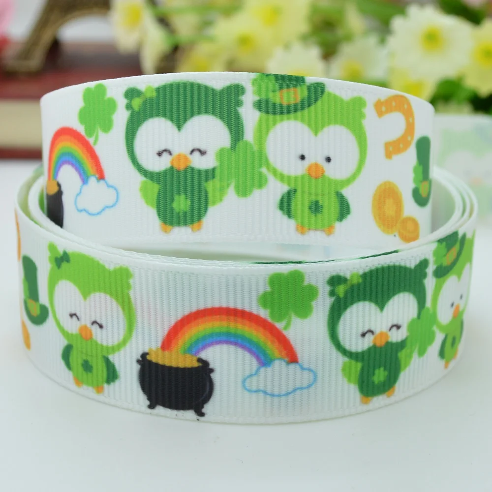 DUWES 7/8 &quot22 мм 2 5 10 20 50 ярдов День Святого Патрика полосы клевера печатные grosgrain