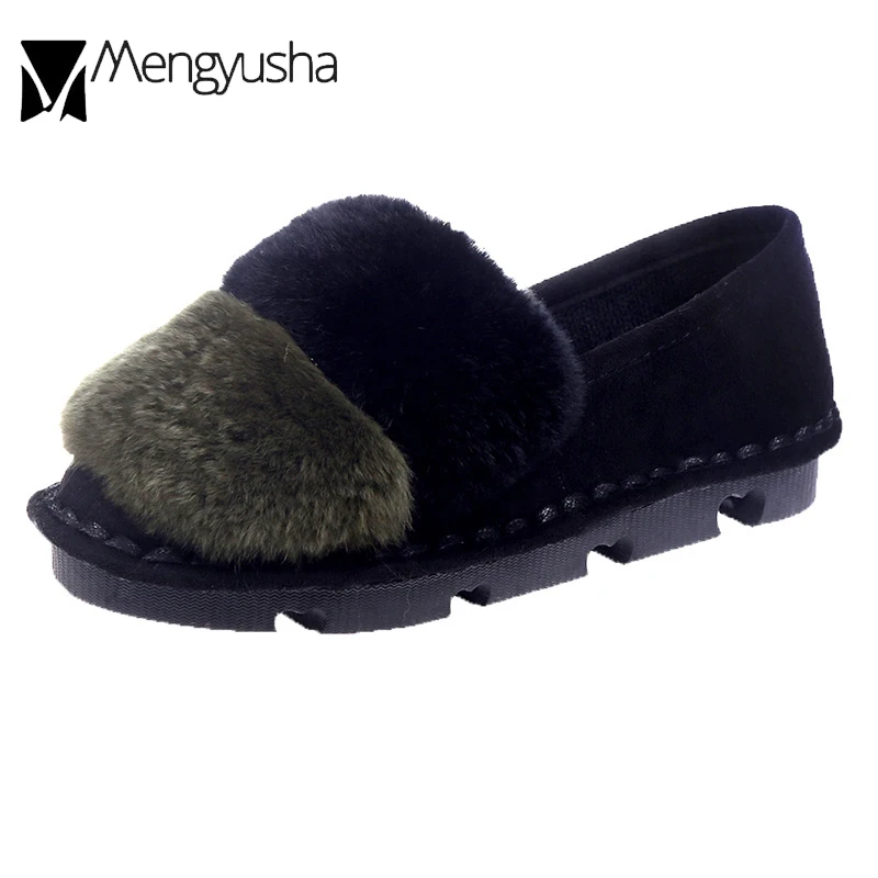 2019 Новый Chaussures femme натуральная волос мокасины ручной работы вшитым мехом обувь