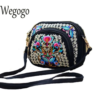 Женская сумка с двойной вышивкой, сумка через плечо в стиле бохо, тайская вышитая сумка-мессенджер на плечо, маленькая сумка-клатч, Sac Dos Femme