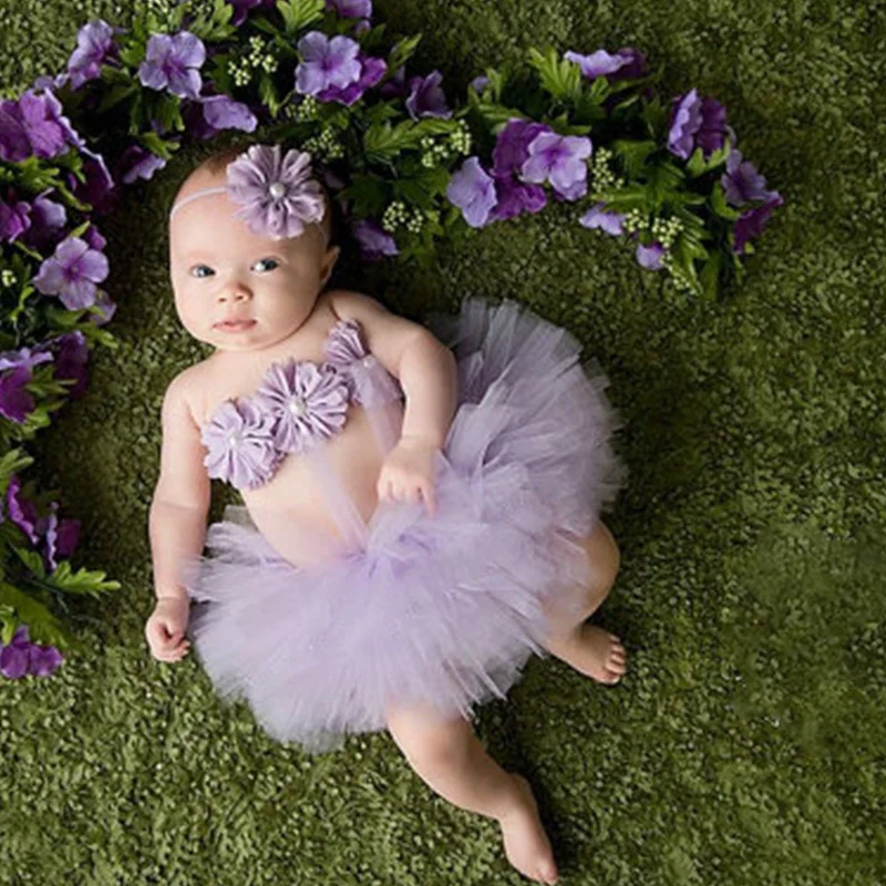 Для малышей юбка пачка для новорожденных с цветами повязки на волосы