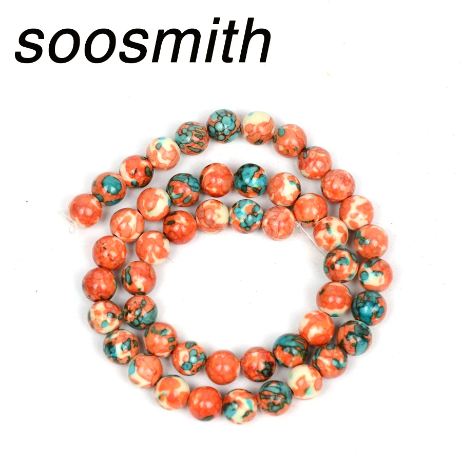 Бусины из натурального камня soosmith бусины оранжевого радужного для изготовления