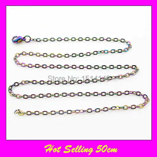 

Hot Selling 10pcs 50cm Floating Locket Chains Stainless Steel Rainbow Necklace DIY Jewelry Accessory