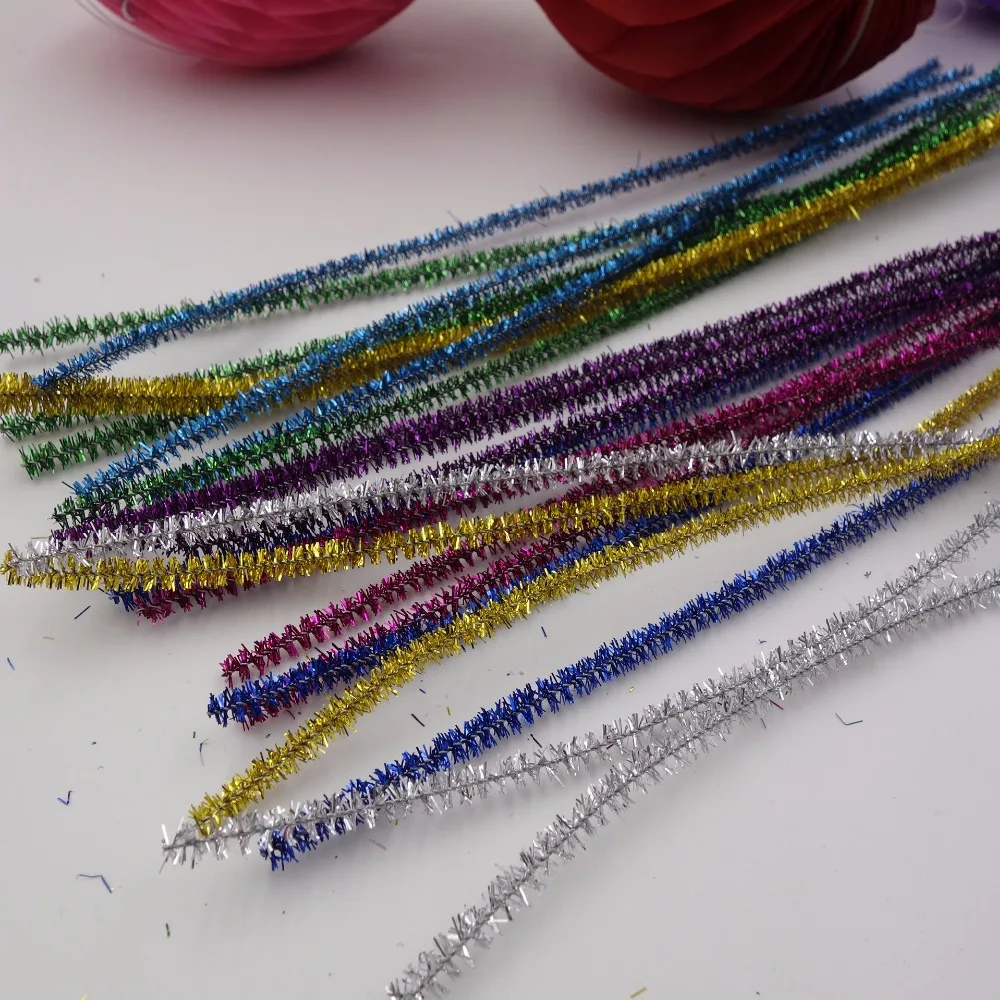 100 шт. 30 см блестящая синель из плюшевой оловянной проволоки проводные палочки