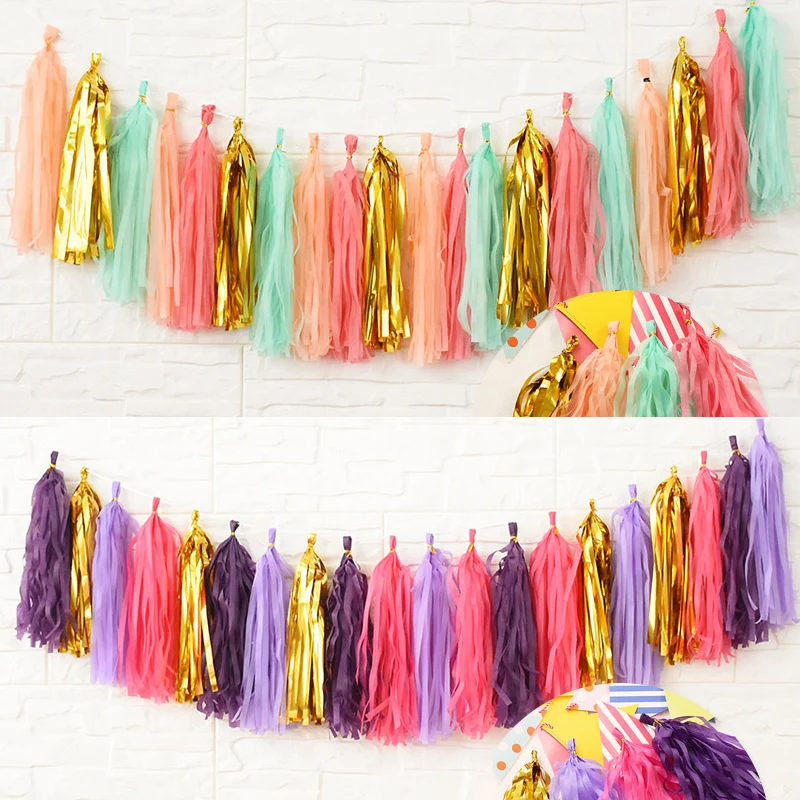 

20pcs Party Wedding Decoration Paper Tassel Garland Bride Hanging Mermaid Party Supplies Party Birthday Baby Shower Decoration