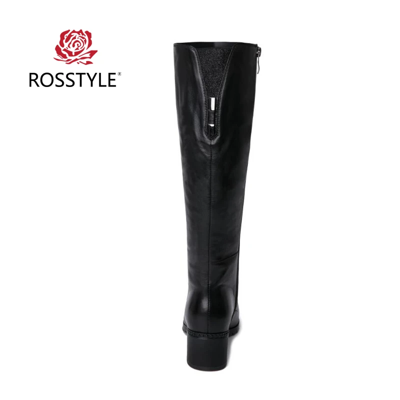 ROSSTYLE/Большие размеры 35-41; зимние сапоги до колена; женские сапоги из коровьей кожи; теплые черные зимние сапоги высокого качества с коротким плюшем; H2