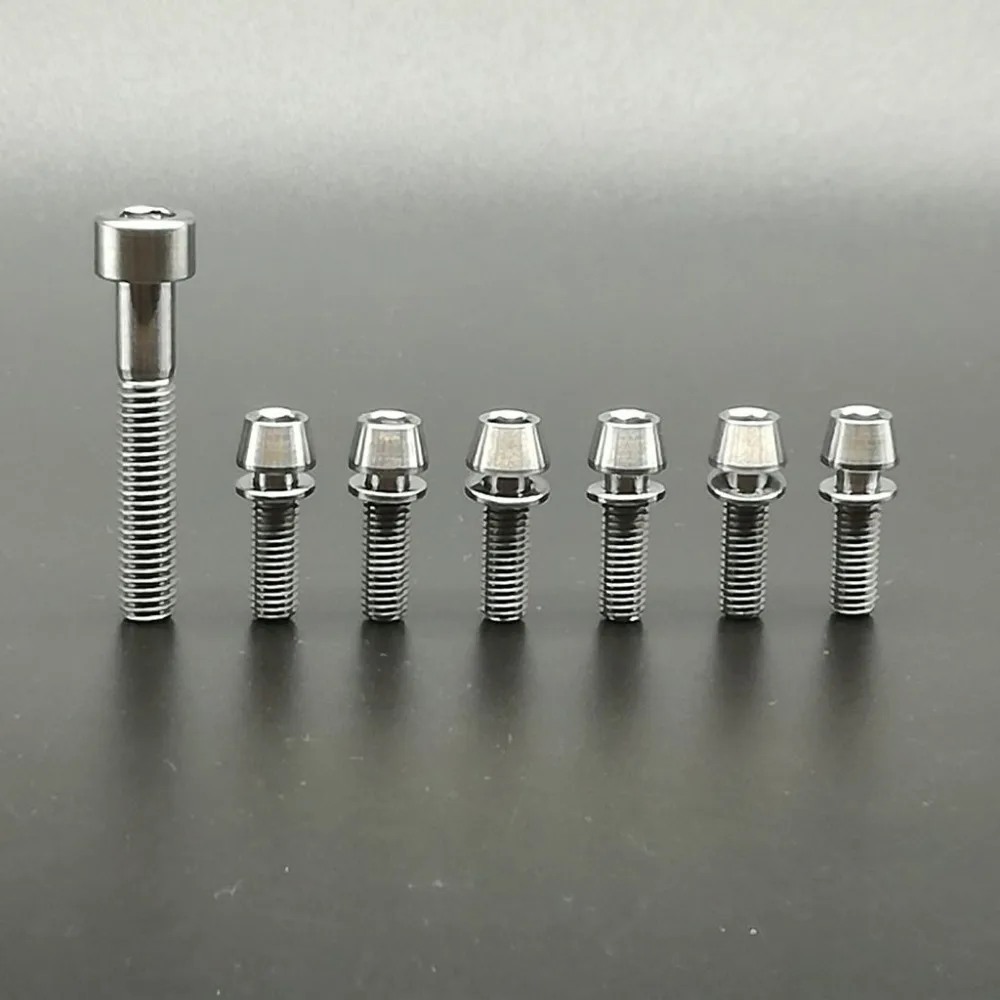 Titanium / Ti Bolts For Stem & Headset 7 pcs (6pcs M5 x 16mm 1pc M6 35mm) Gold Rainbow Black|ti screws|titanium screwbolt head screws |