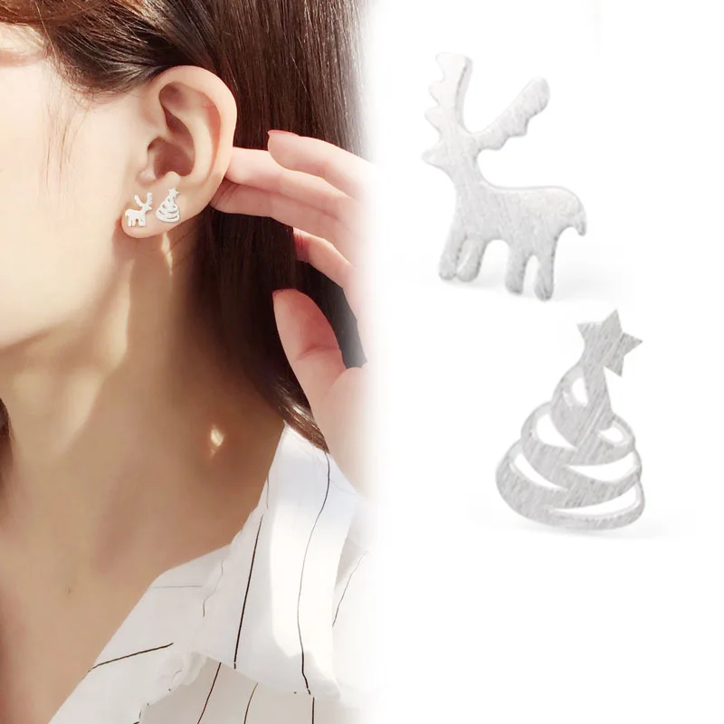 

FENGLI New 2019 Trendy Jewelry Cute Style Silver Color Animal Stud Earrings Women Temperament Accessories