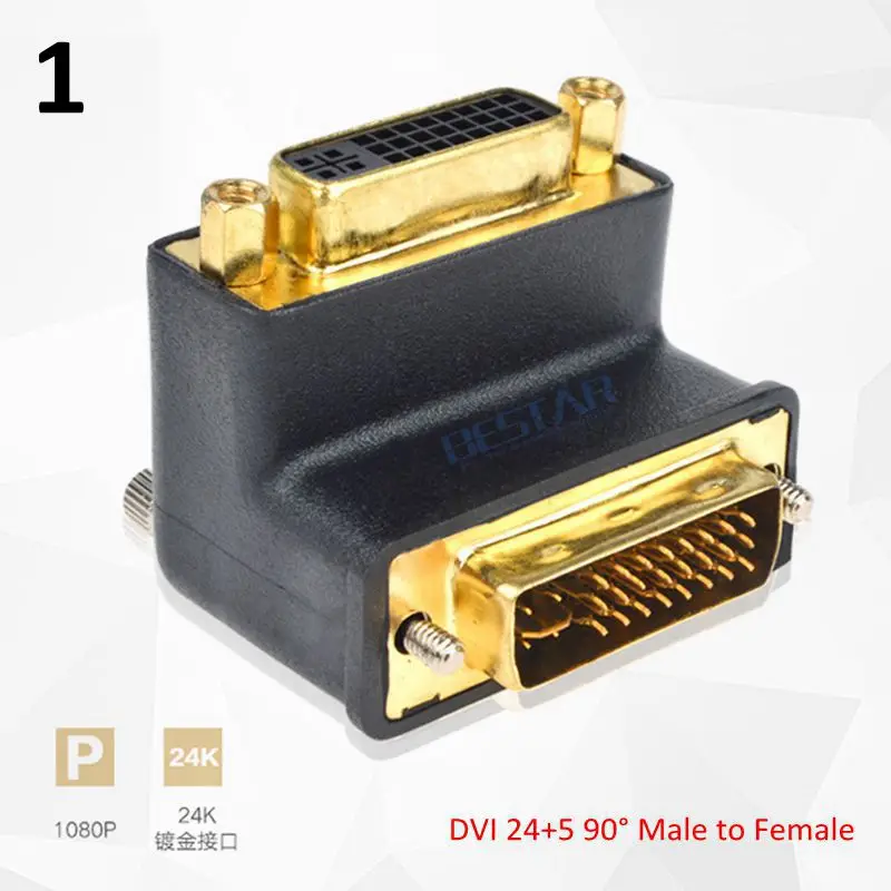 

Локоть дизайн DVI к DVI удлинитель адаптер 90 градусов правый угловой dvi 24 + 5 24 + 1 видео для HDTV LCD монитор 1080P