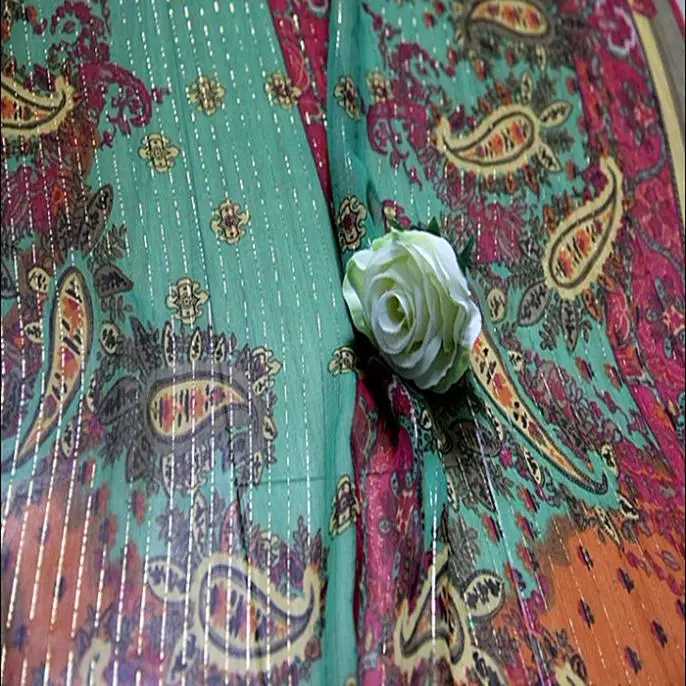 100% SILK Silk cloth of gold silk fabric colorful scarf along at skirting material | Дом и сад