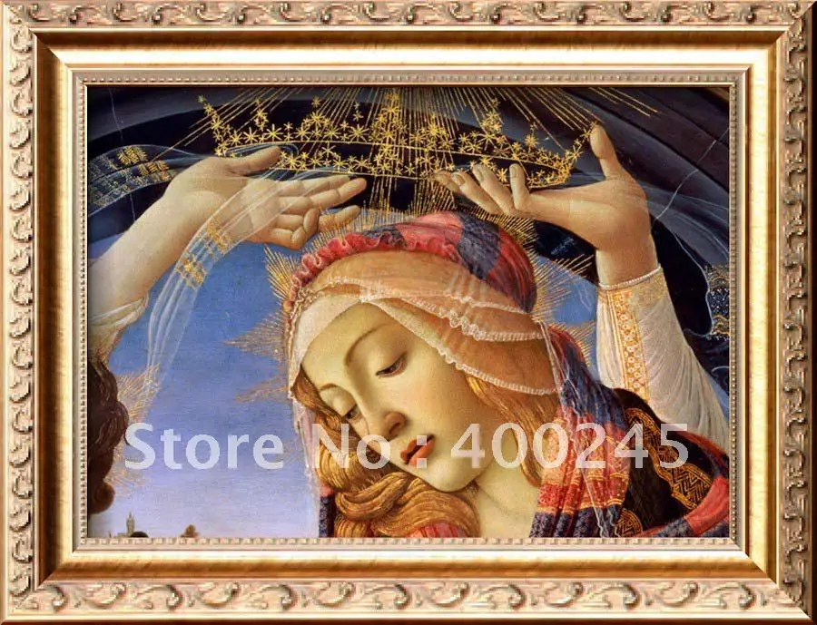 

Portait oil painting The Madonna of the Magnificat Detail of the Virgin's Face and Crown by Sandro Botticelli paintings canvas