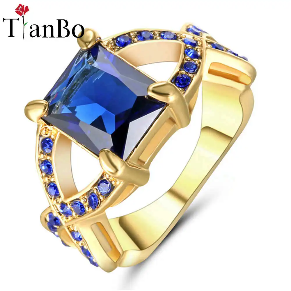 Модные великолепные украшения TianBo красный/синий циркон золотой цвет