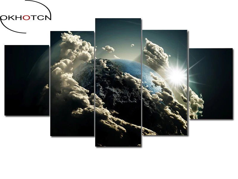 Художественный дизайн OKHOTCN Clound Planets Universe 5 шт. Картина на холсте декор для стен