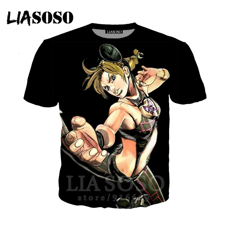 26 LIASOSO, аниме, 3d принт, футболка для мужчин и женщин, Harajuku, joJo's, хип-хоп, причудливый, homme Adventur, футболка, рок, футболки, homme, футболка E835 - Цвет: 26