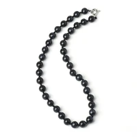 18 inch exudes bright black luster with a round customized shape beads 10 mm black tiger eyes stone necklace
