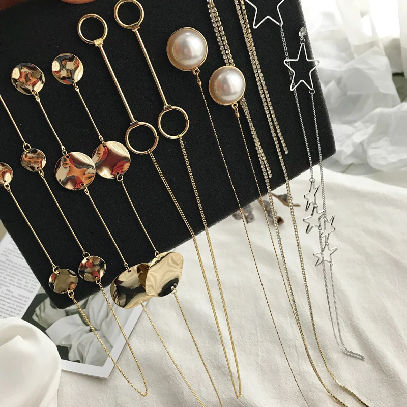 Женские сережки подвески с большими жемчужинами золотыми металлическими супер