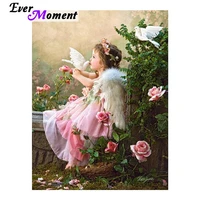 ever moment 5d crystal diamond embroidery painting girl kissing white dove diamond painting diamond mosaic kits picture asf618