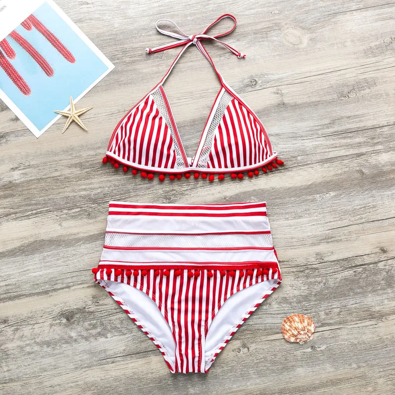 Bikinx сетка с высокой талией набор бикини в форме треугольника сексуальный