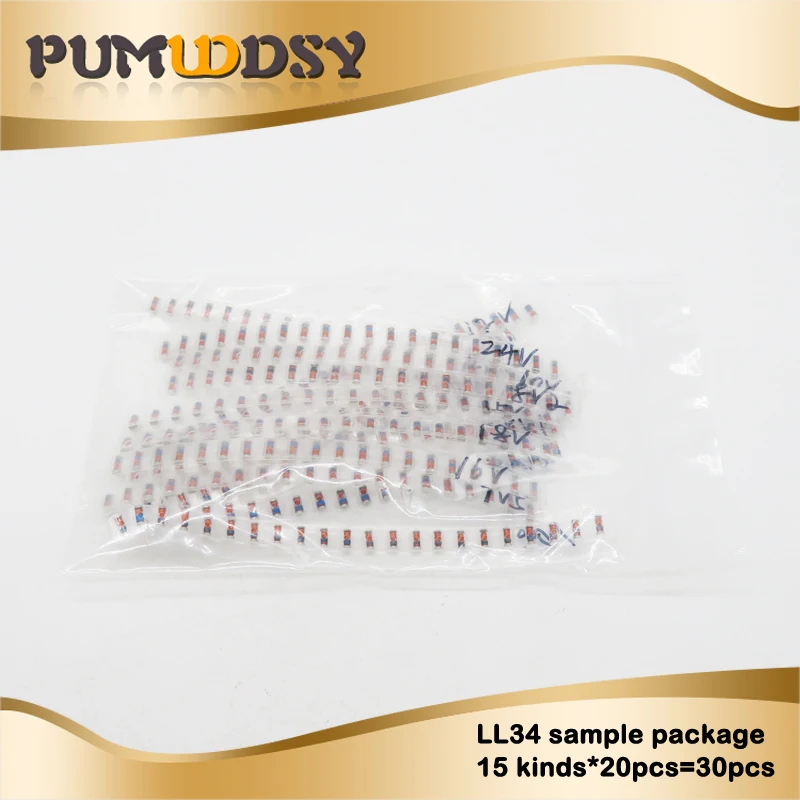 300pcs-LL34-KIT 200 шт./лот ZMM5V1 3V 3V3 3V9 4V7 5V1 7V5 8V2 10V 12V 15V 16V 18V 20V 24V LL34 3,3 V 3V3 0,5 Вт 1/2W стабилитрон диод поверхностного монтажа LL34 комплект - Цвет: 300pcs-LL34-KIT