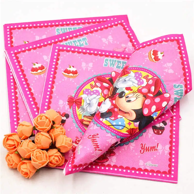 10PC Napkins Минни Маус Детские сувениры тематическая вечеринка на день рождения украшения Соломинки тарелки чашка скатерть и флаги нож вилка ложка вечерние принадлежности - Цвет: 10PC Napkins