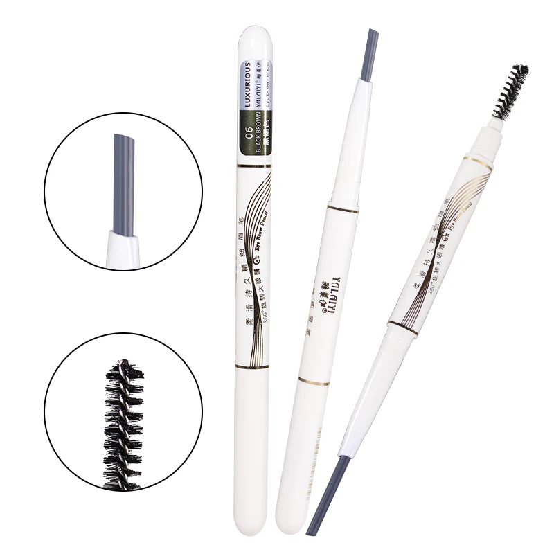 6 видов цветов двуглавый автоматический вращающийся карандаш для бровей
