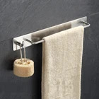 Самоклеящаяся вешалка для полотенец из нержавеющей стали, держатель для хранения в ванной комнате, органайзер, Полка для полотенец, кухонная настенная вешалка для полотенец с крючком