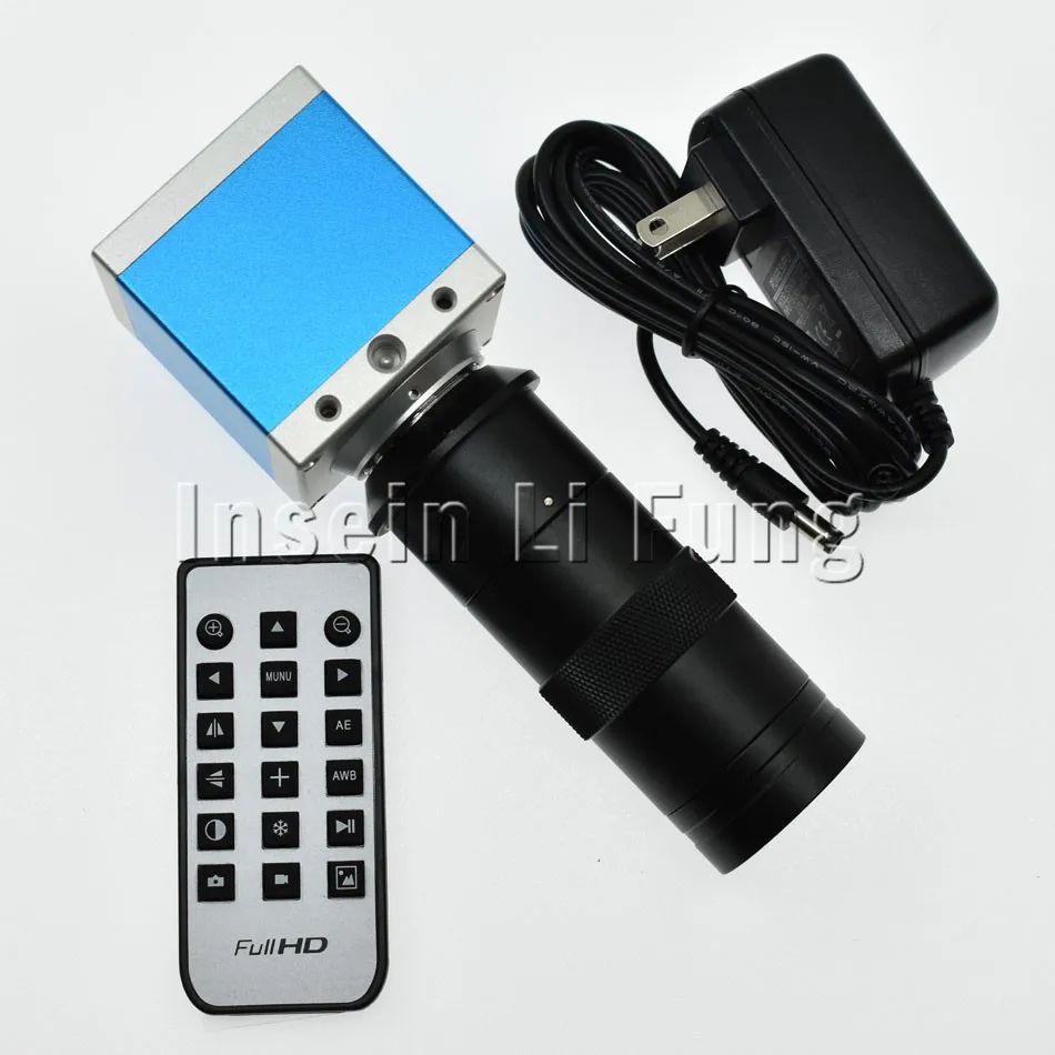 with 8X-130X Lens HD 16MP 1080 P HDMI USB цифровой видео микроскоп камера+ 130X 180X 300X 400X 600X регулируемое увеличение 25 мм зум C-mount объектив - Цвет: with 8X-130X Lens