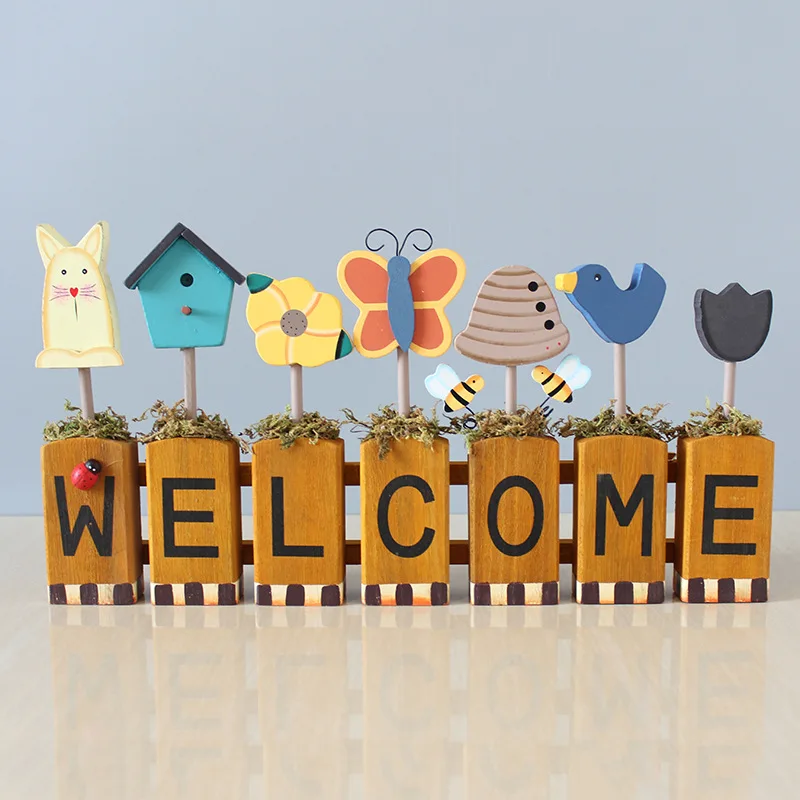 Zakka Welcome Tag деревянные буквы алфавит декоративные поделки настенные украшения