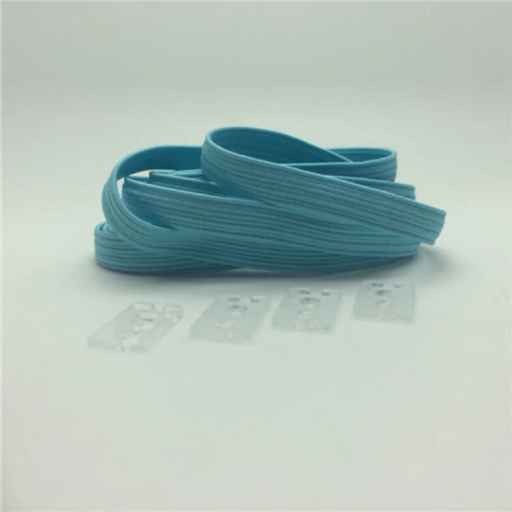 light blue 1 пара, 100/110 см, на плоской подошве, тянущиеся, не стягивающиеся, ленивые кроссовки со шнурками, эластичная резиновая обувь, шнурки для детей, безопасные шнурки - Цвет: light blue