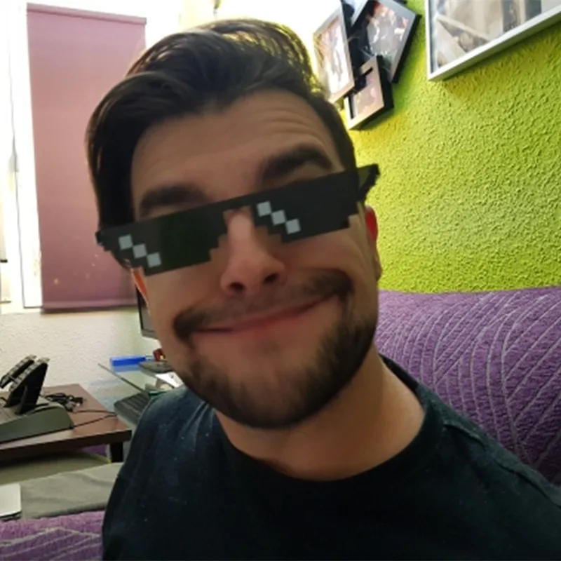 

2020 Модные солнцезащитные очки Deal With It для мужчин и женщин, очки Thug Life с черной мозаикой, Лидер продаж, многоугольные, 8 бит, стильные очки с пик...