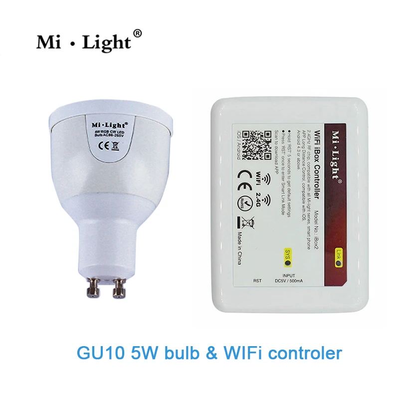 Mi.Light GU10 5 Вт RGBW лампа 85 265 в 110 В 220 светодиодная RGB точесветильник светильник и