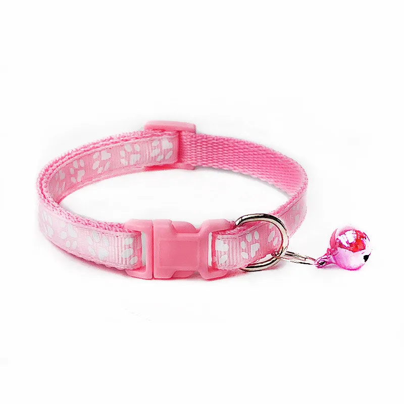 footprint pink 1 шт. ошейник для домашних животных с колокольчиком, милый маленький цветок, регулируемый ремень, нейлоновая ткань, щенок, плюшевый Кот, котенок, колье - Цвет: footprint pink