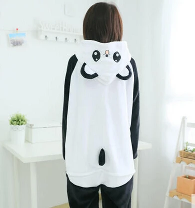 Adult Unisex Panda Pajamas Animal Flannel Hooded Pijama de Onesie Halloween Women Pajama Sets | Женская одежда