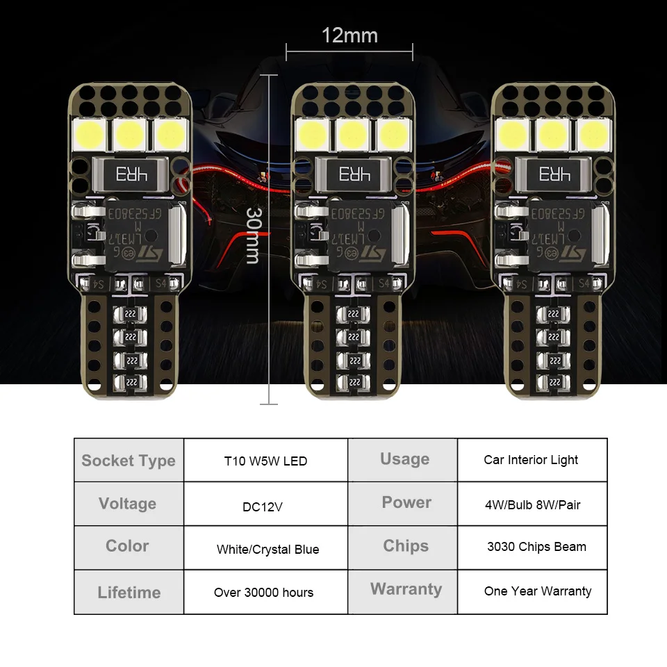 ANMINGPU 2x мощная Автомобильная сигнальная лампа 8 Вт T10 светодиодная 3030 SMD 168 194 W5W