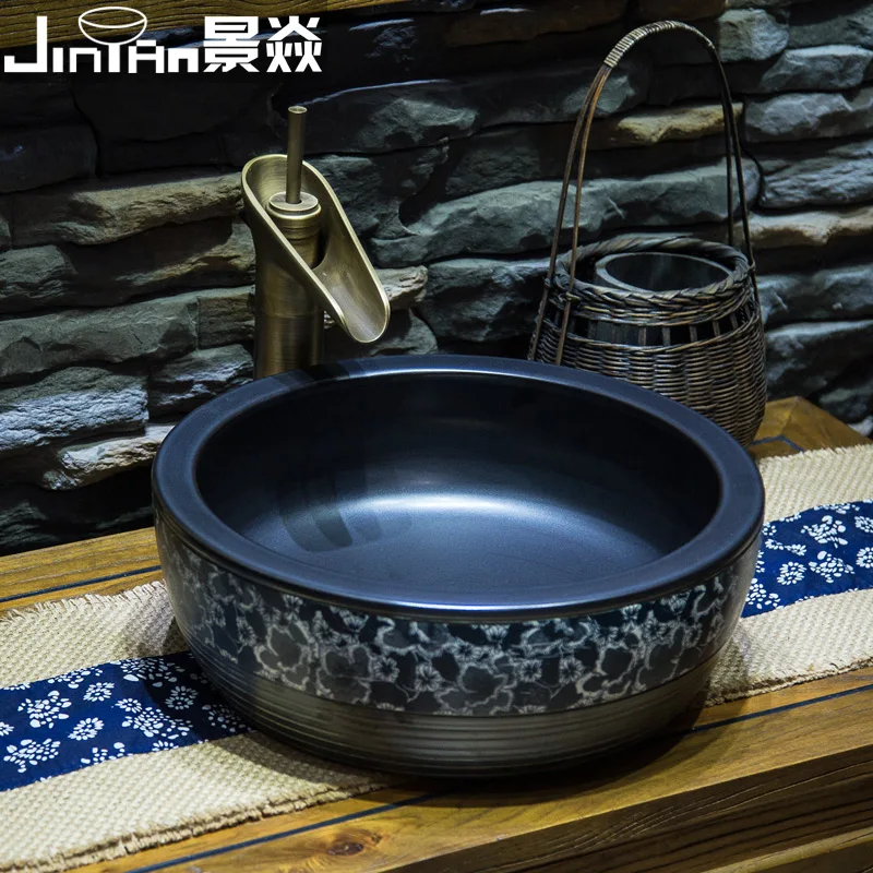 Керамический умывальник Jing Yang Jingdezhen для ванной комнаты Круглый античный